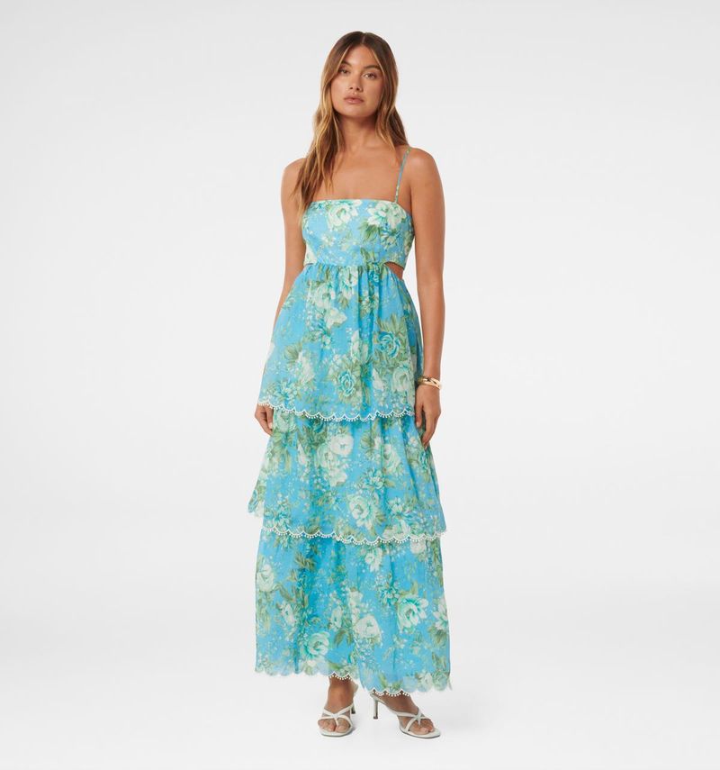 Floral Tiered Maxi Layered Dress