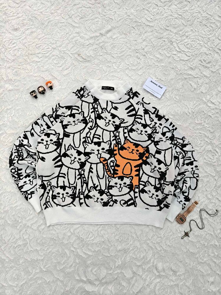 SHEIN Cute Cat Print SWEATSHIRT