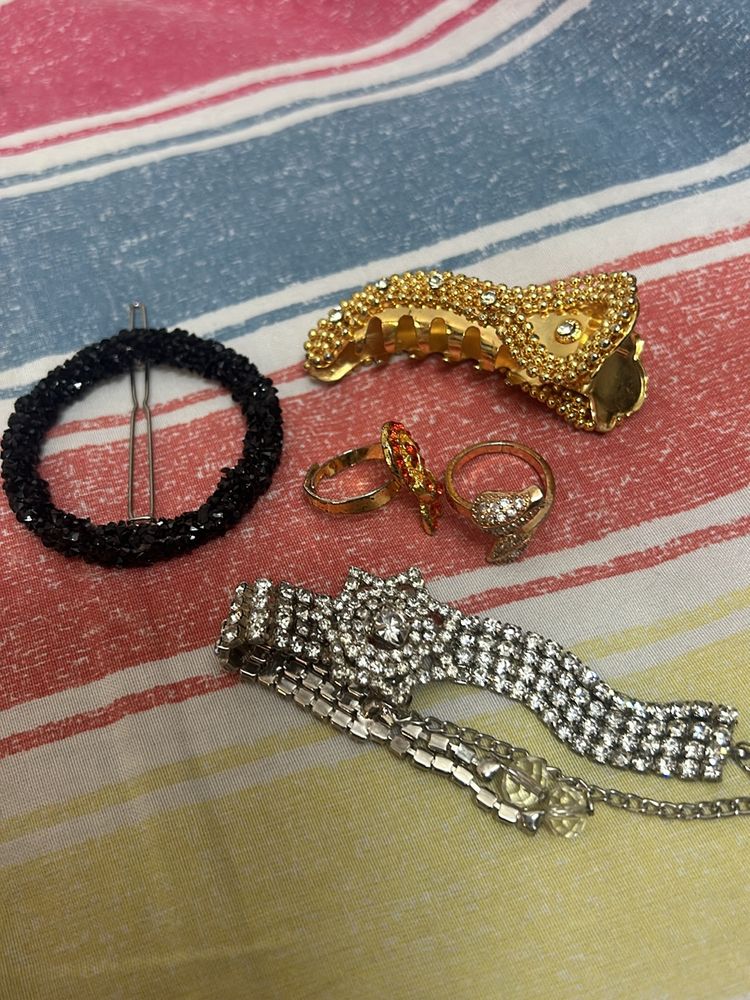 Rings, Bracelet, Hair Clips