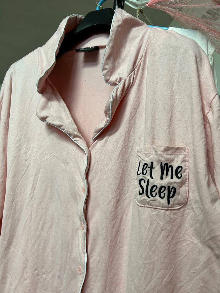 Night Wear | Shirt | Baby Pink Colour