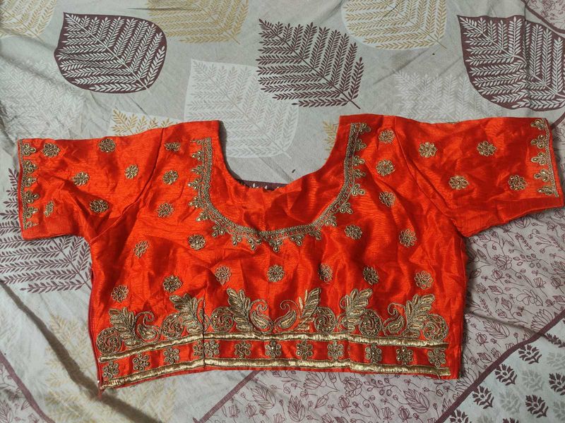 Orange Embellished Sari Blouse