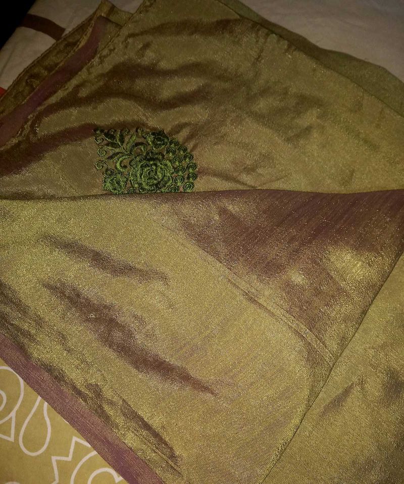 Olive Green Embroidered Fabric