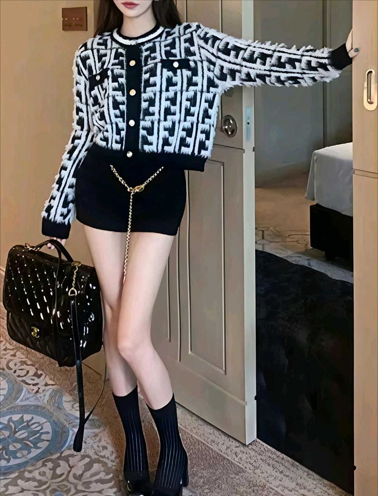 Stylish Patterned Knit Cardigan