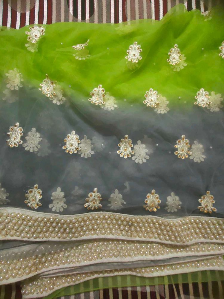 Beautiful Net Saree With Stitched Blouse