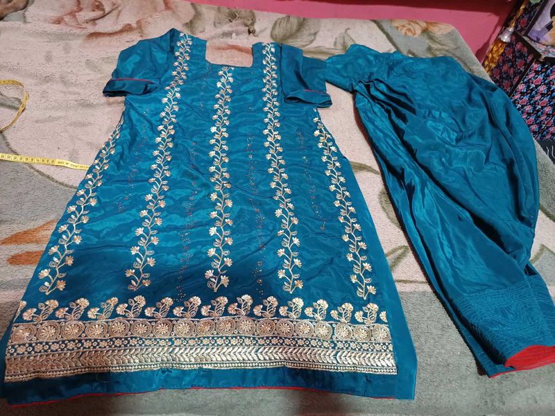 Teal Embroidered Kurta Set