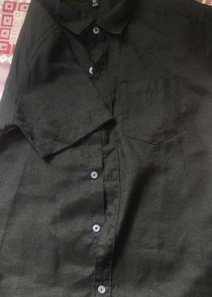 Black Short Sleeve Casual Shirt