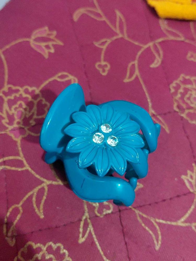 Teal Flower Hair Clip