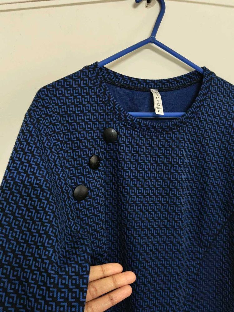 A-line Navy Blue Modest Top