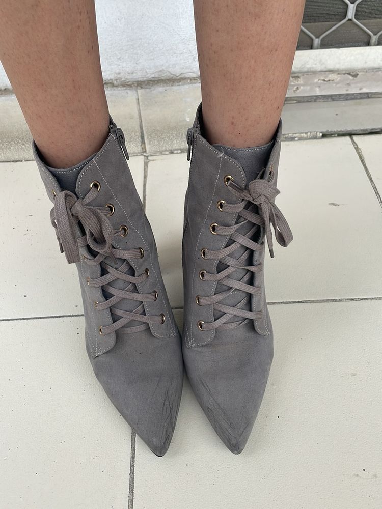 Grey Lace Boots