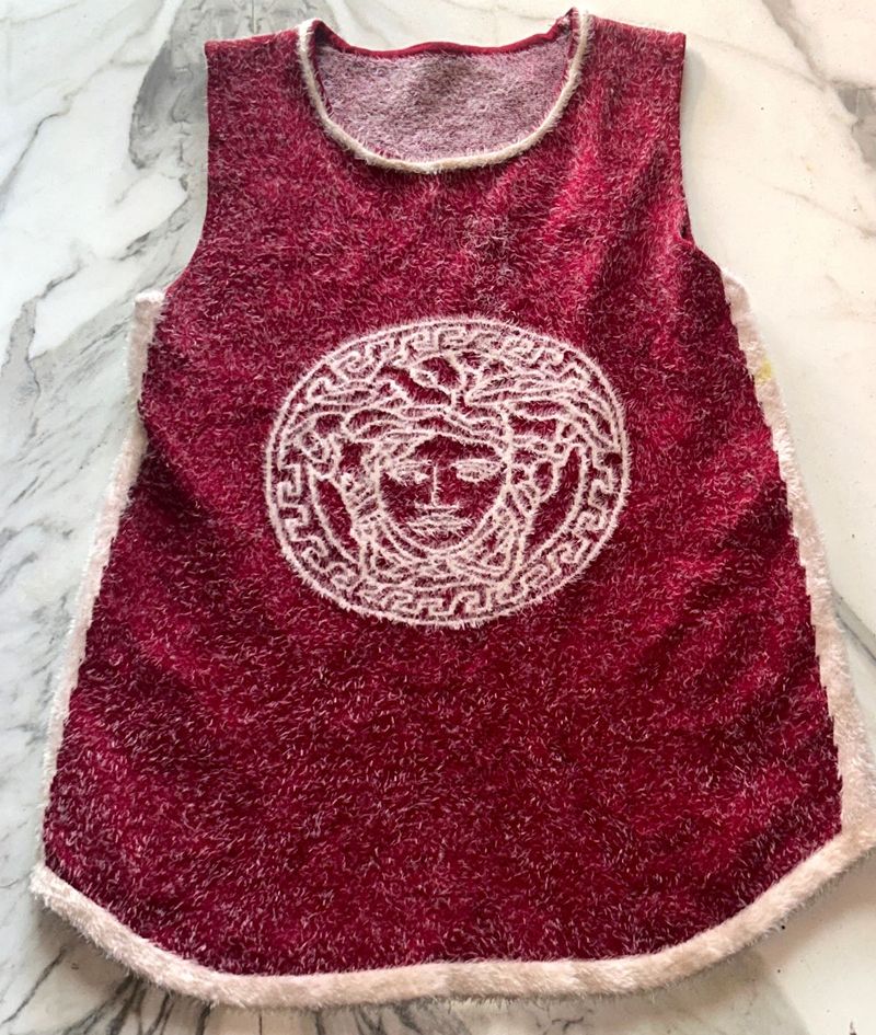 Premium Dark Red Winter Sleeveless Top – Soft Furr