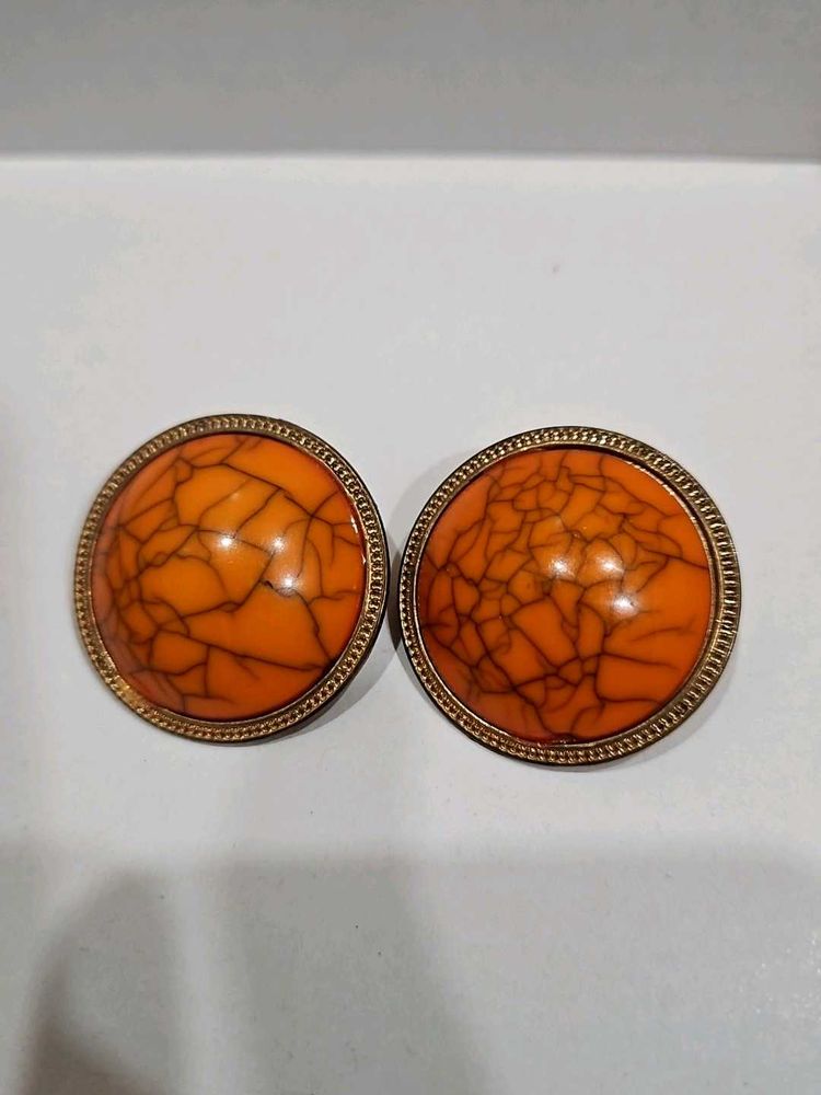 Vintage Orange Stone Earrings
