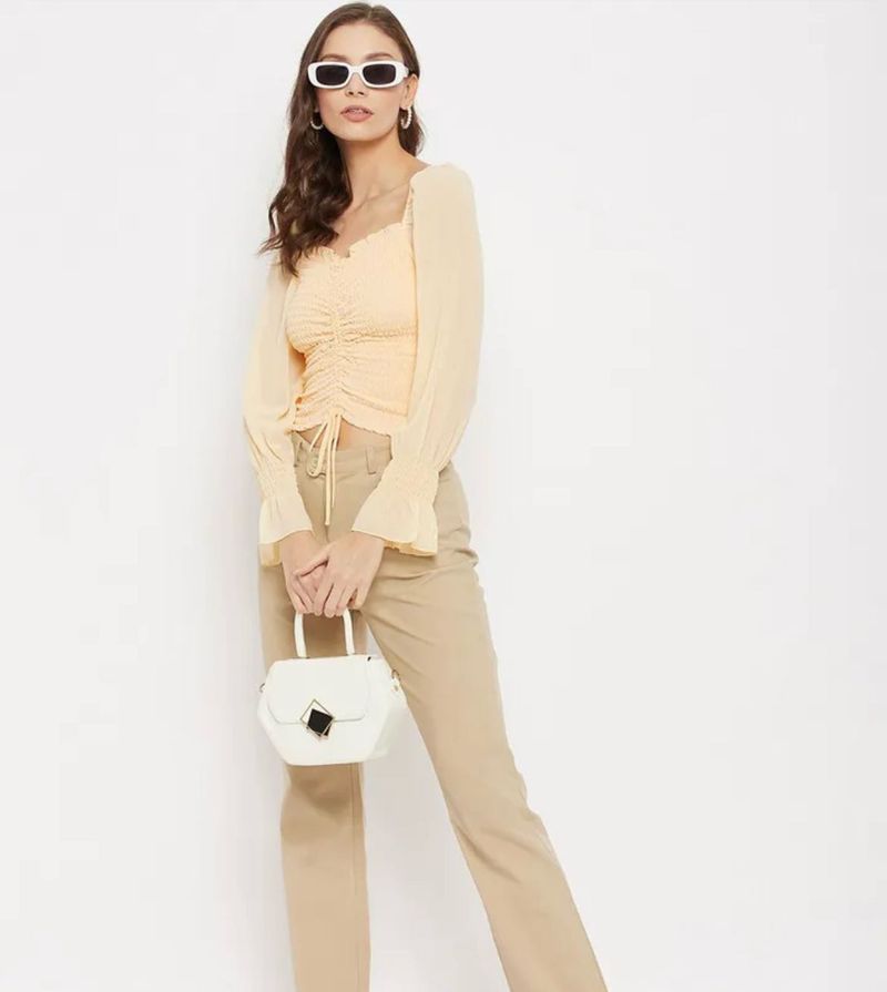 Chic Peach Ruched Top