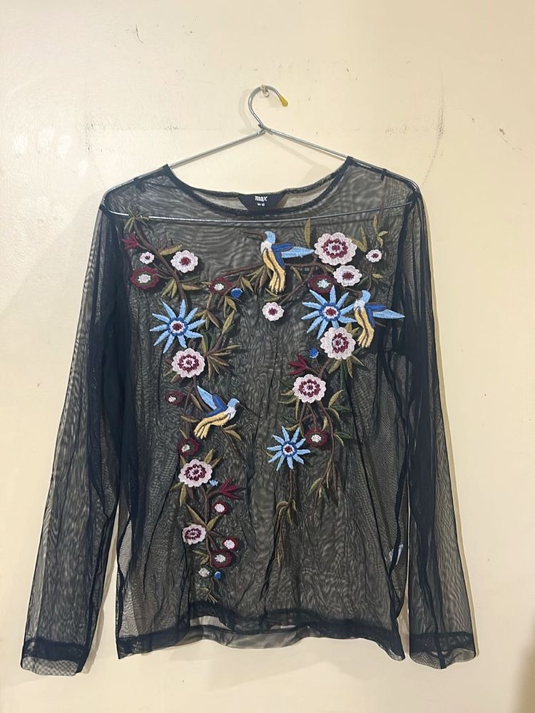 Sheer Floral Embroidered Top