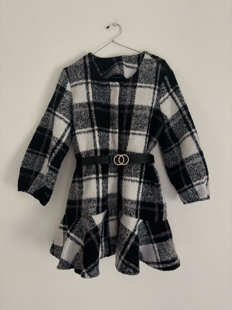 Korean Flared Plaid Oversized Coat