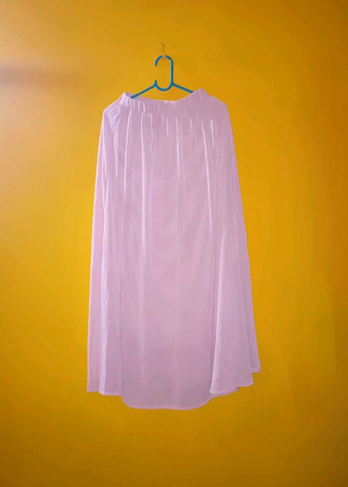 Pink Flowy Long Skirt With Size Of 28 To 34