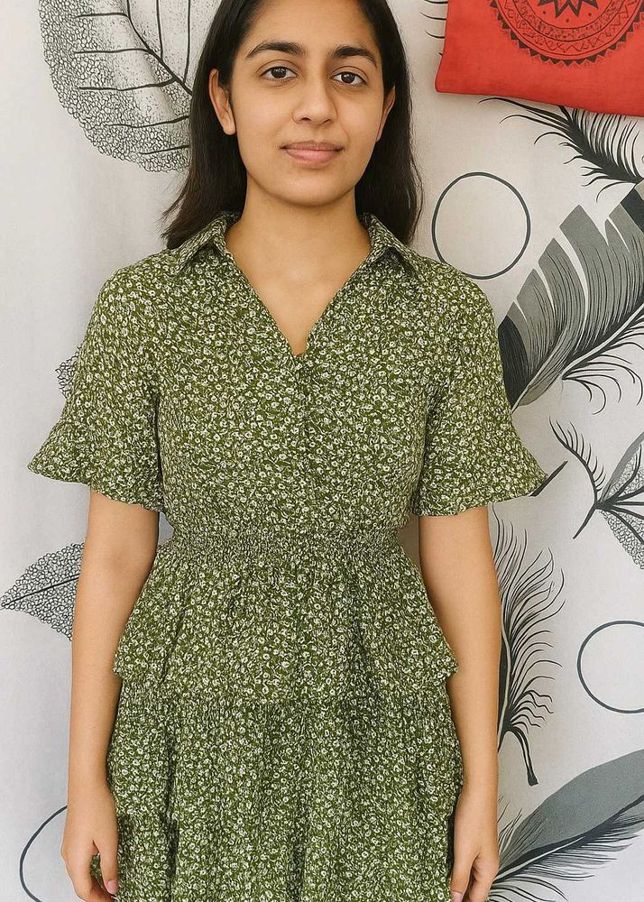 Green Floral Print Dress