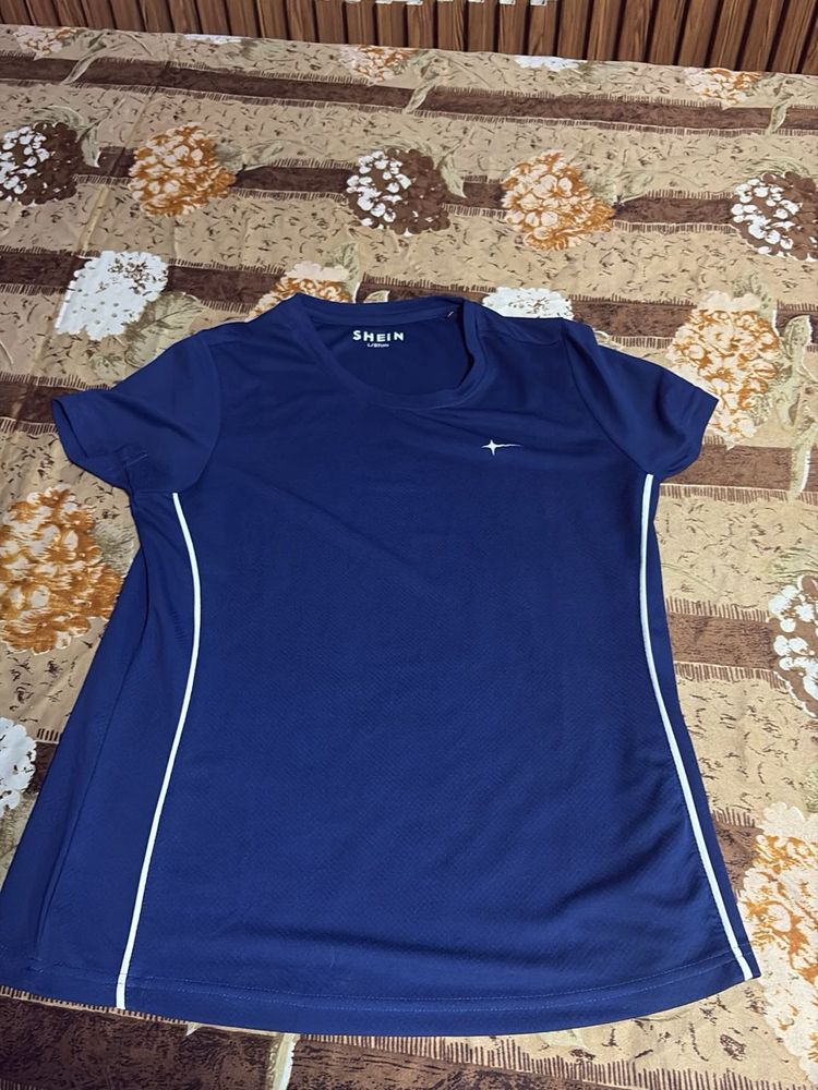 Blue Shein Active T-Shirt