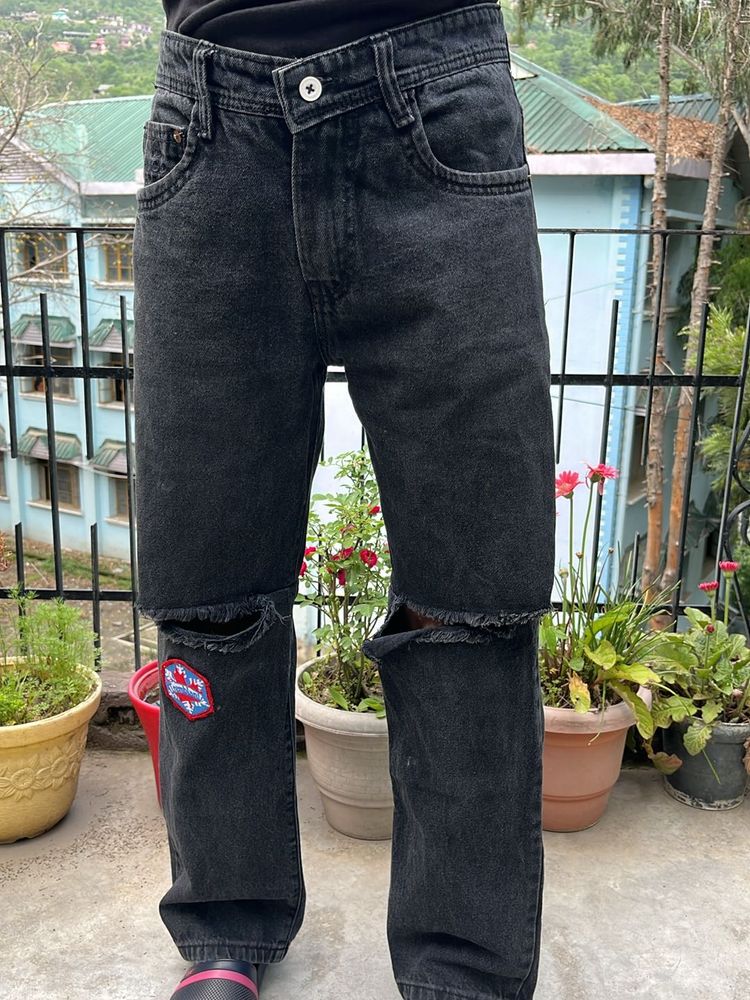 Ripped Knee Black Jeans
