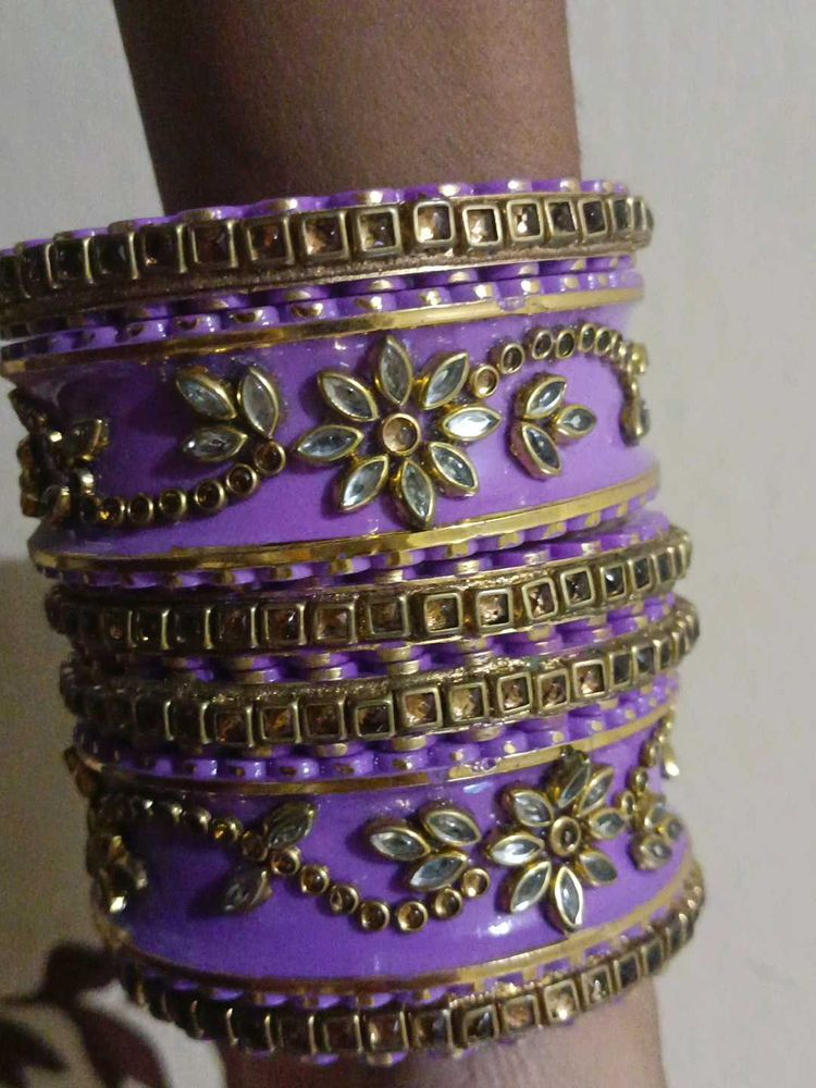 Purple &amp; Gold Indian Bangles