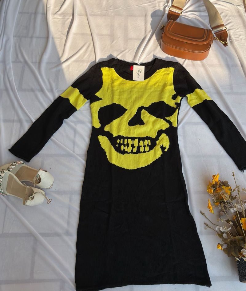 Skull Print Knit Dress