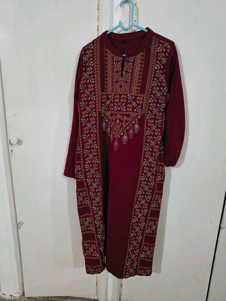 Maroon Woolen Kurta