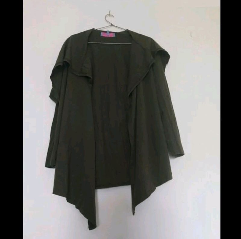 olive green long draped shrug