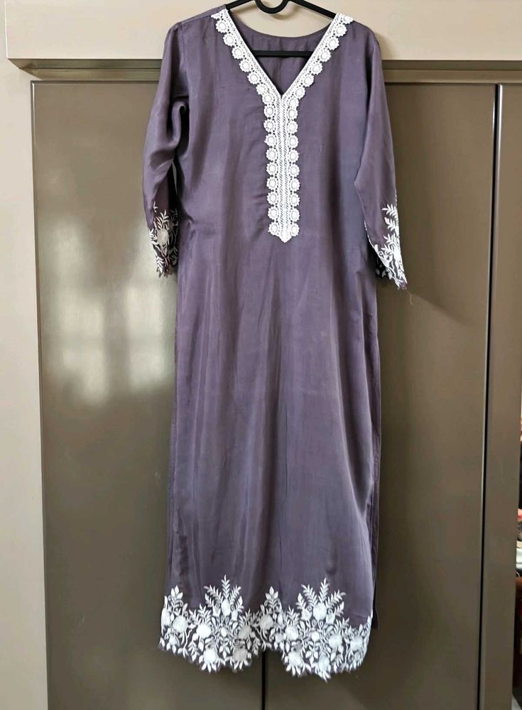 Elegant Purple Embroidered Kurta set