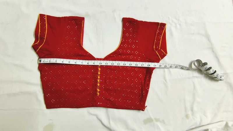 Red Sequined Embroidered Blouse