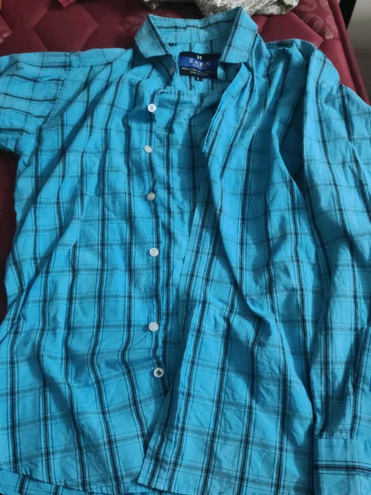 Zara Blue Checkered Shirt