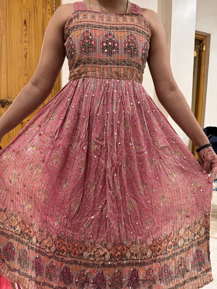 Embroidered Pink Ethnic Gown