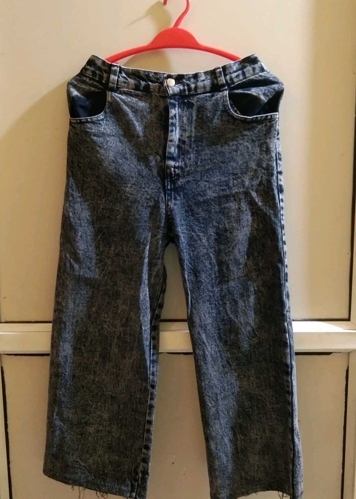 Acid Wash Wide Leg Jeans