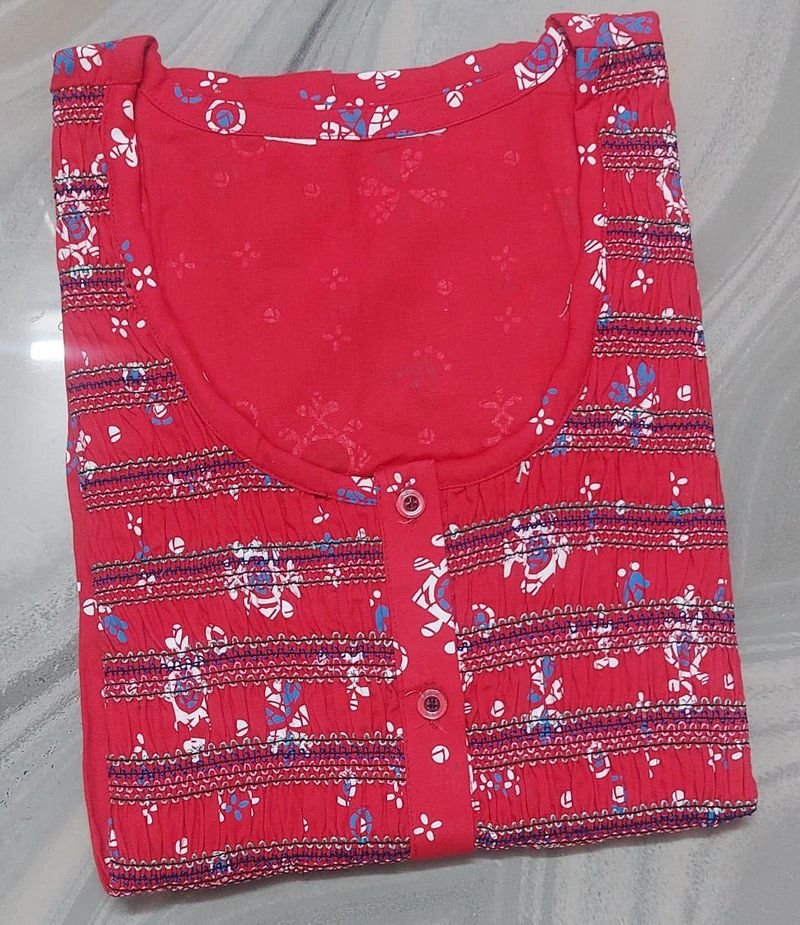 Red Floral Print Nightgown