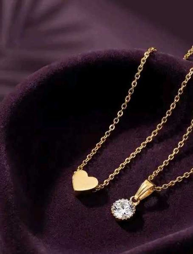 Gold Tone Heart &amp; Crystal Pendants