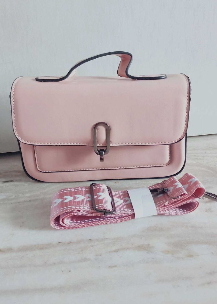 Pink Crossbody Bag with Strap