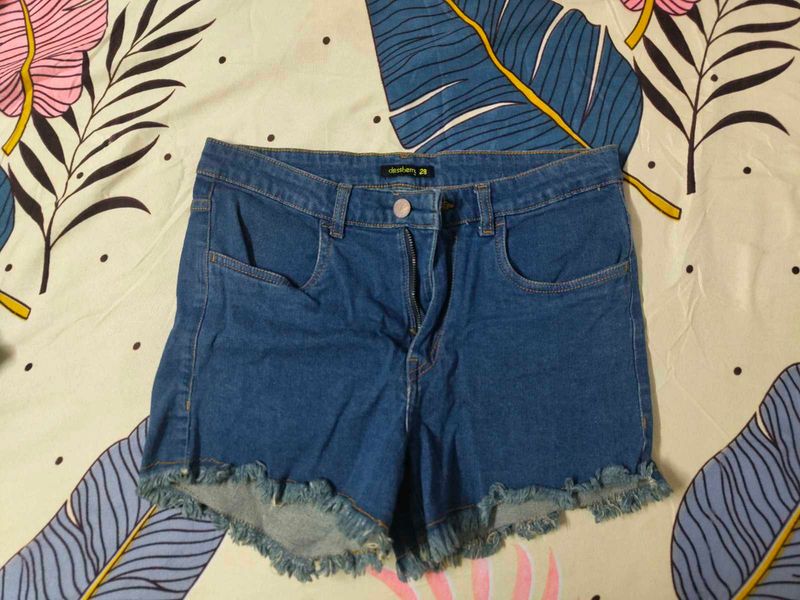 Denim Frayed Shorts