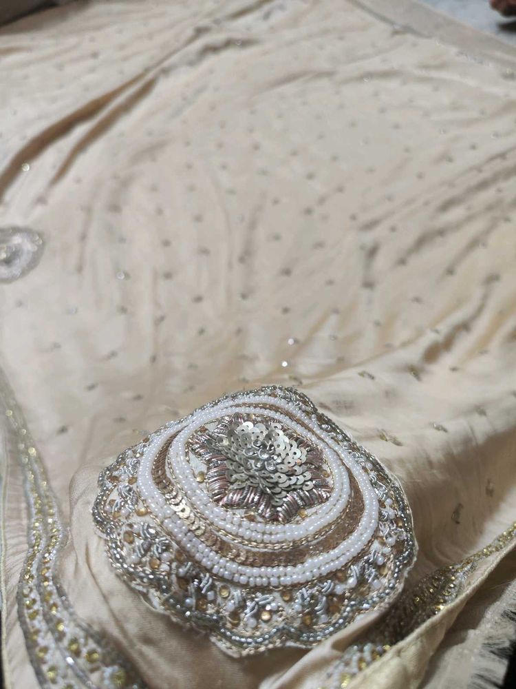 Unique Work Creamy Saree ☺️ With Blouse