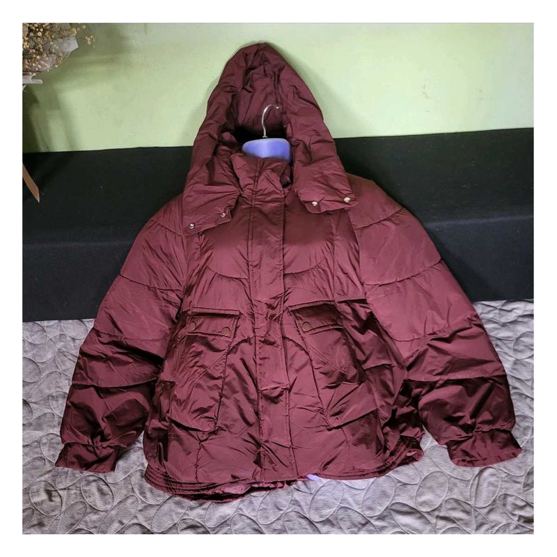 Burgundy Puffer Jacket