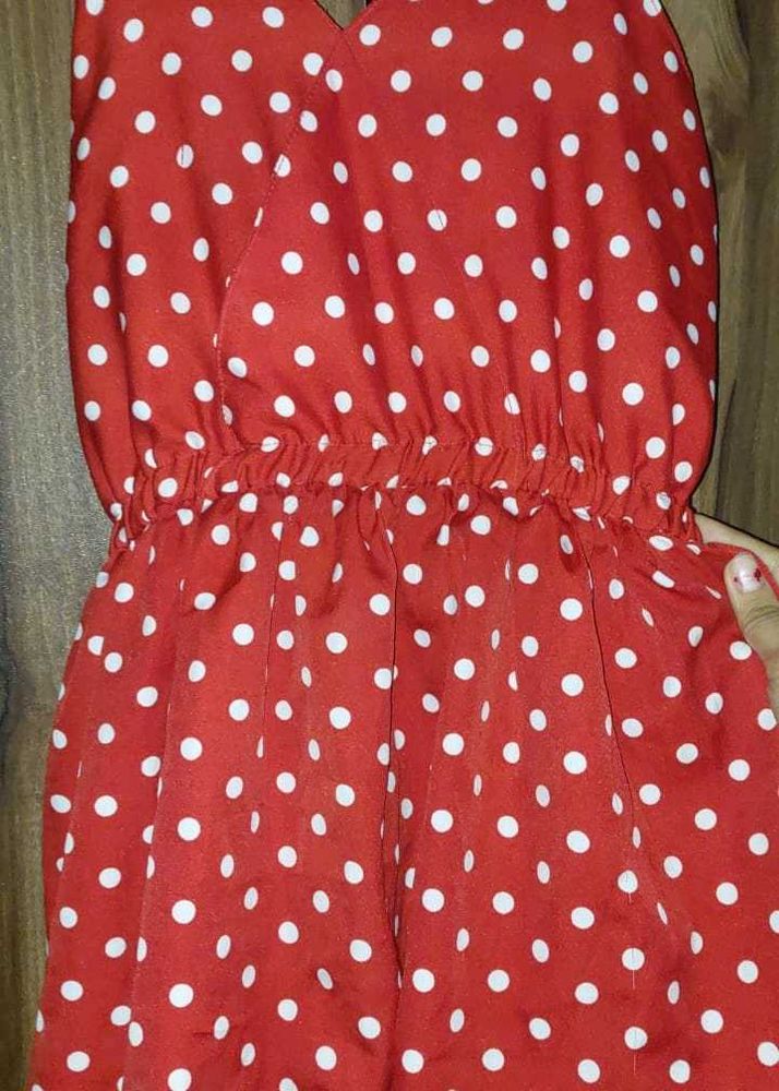 Red Polka Dot Midi Dress