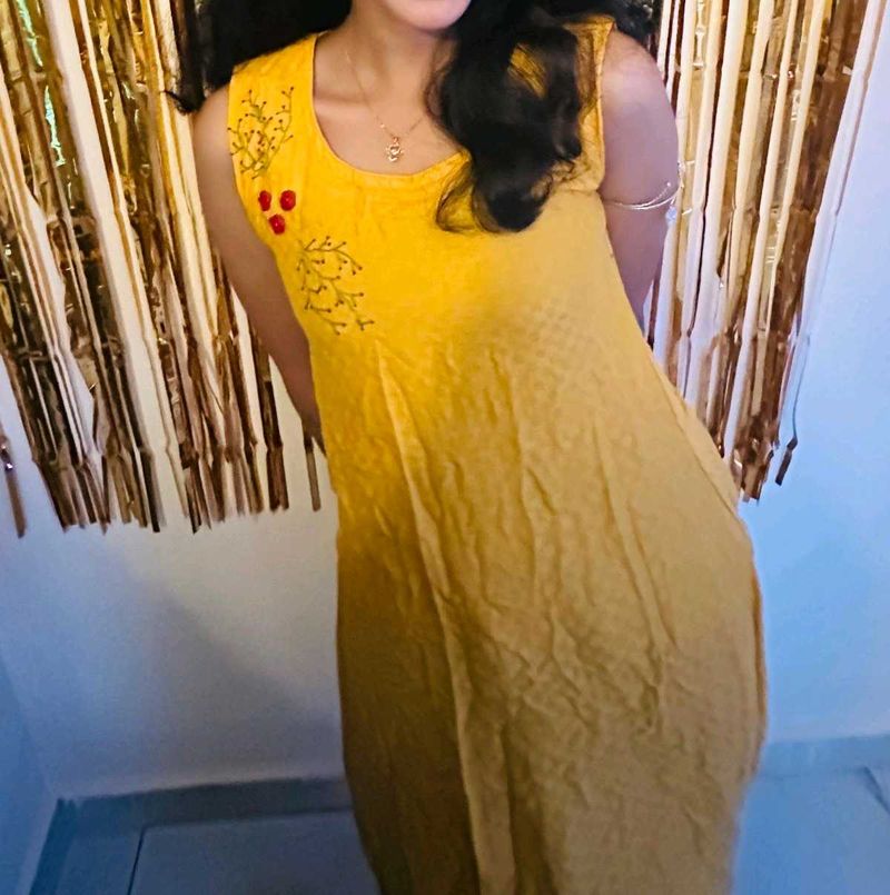 Yellow Embroidered Dress