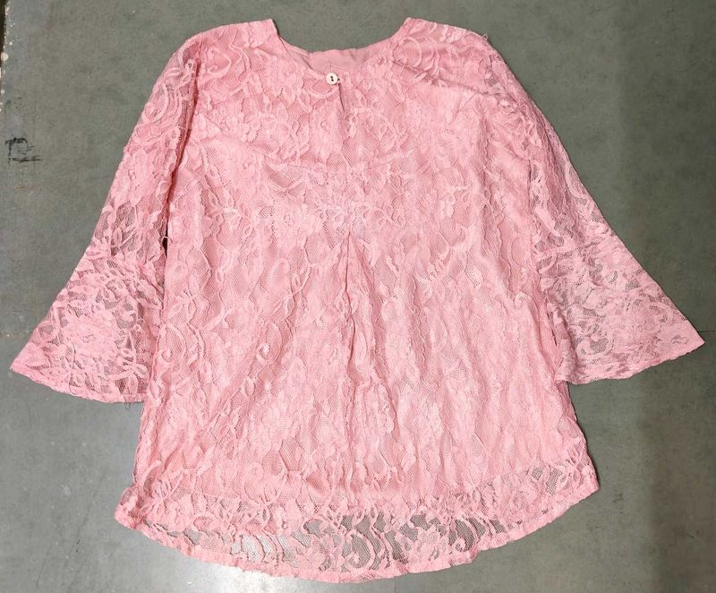 Pink Lace Kurti top