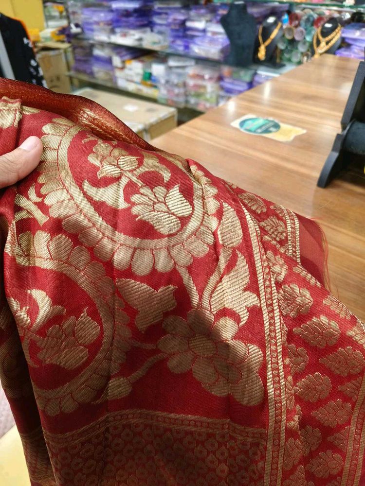 Red &amp; Gold Festive Saree