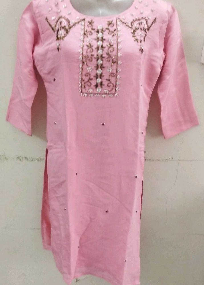 Pink Embroidered Kurta