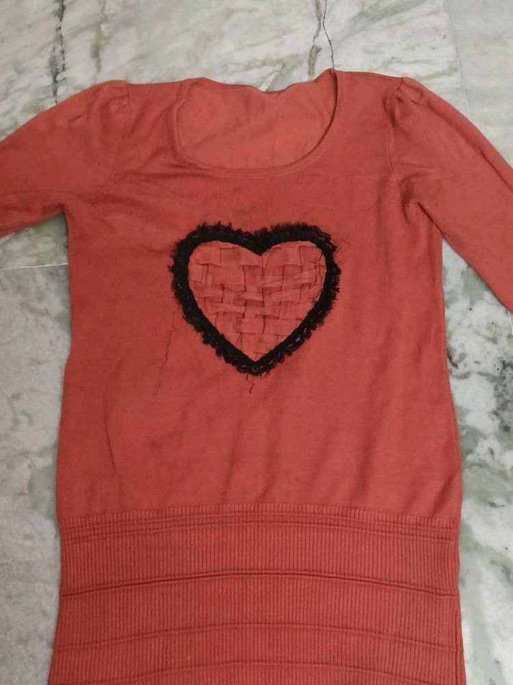 Cute Heart Detail Top