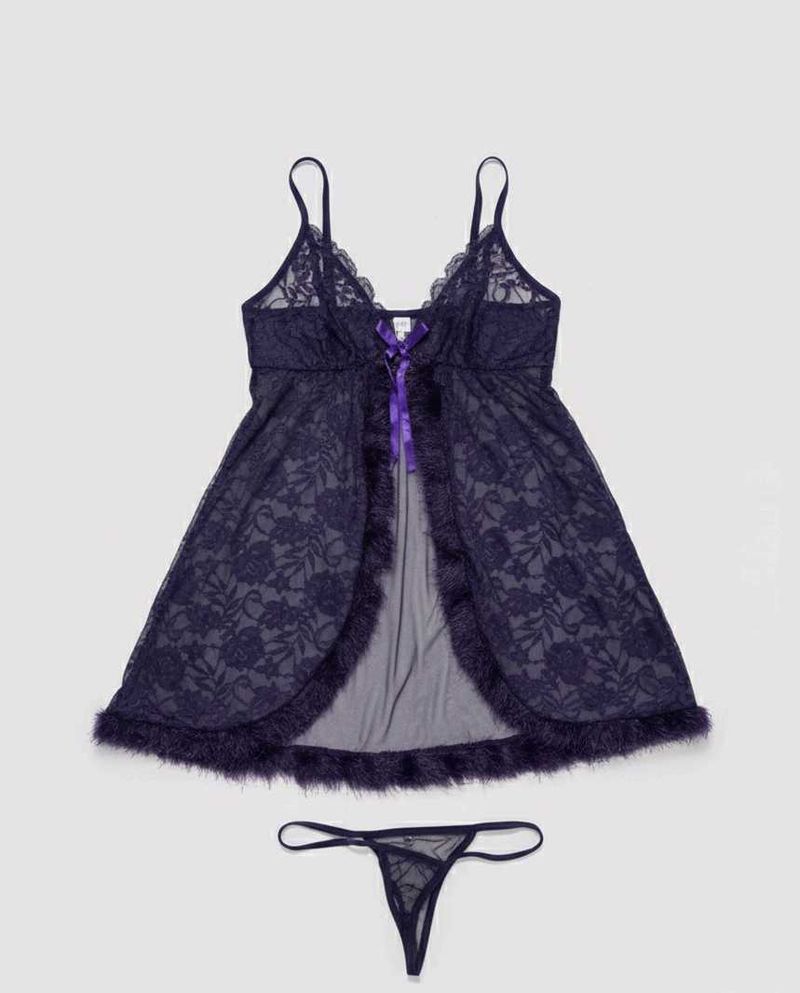 ​💜 Brand New Deep Purple Babydoll Nightwear Set �