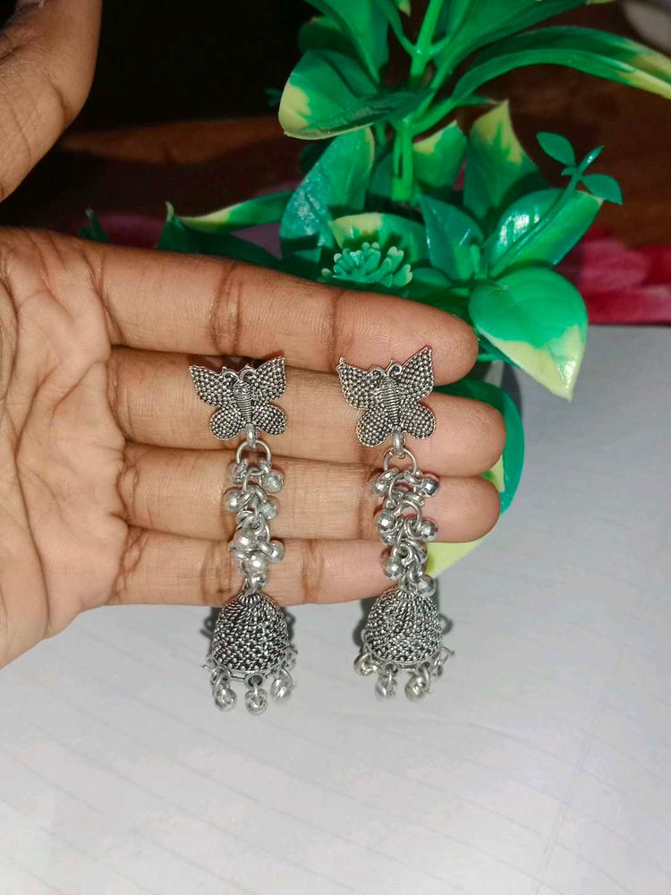Butterfly Jhumka Earrings(oxidised)