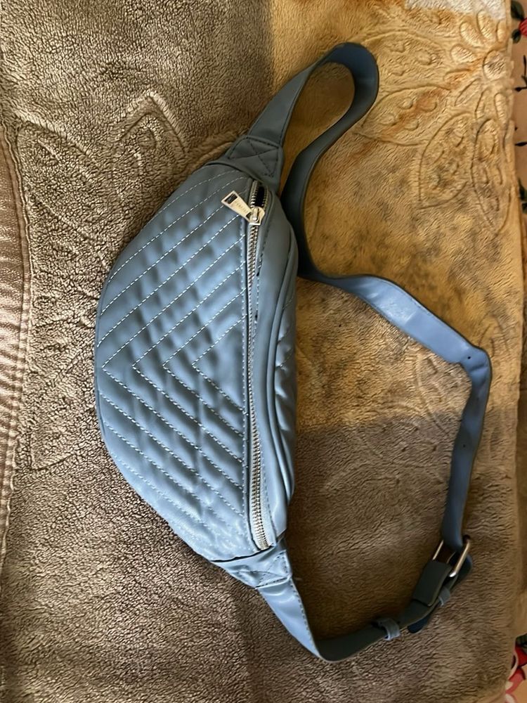Chic Light Blue Quilted Belt Bag Fanny Pack