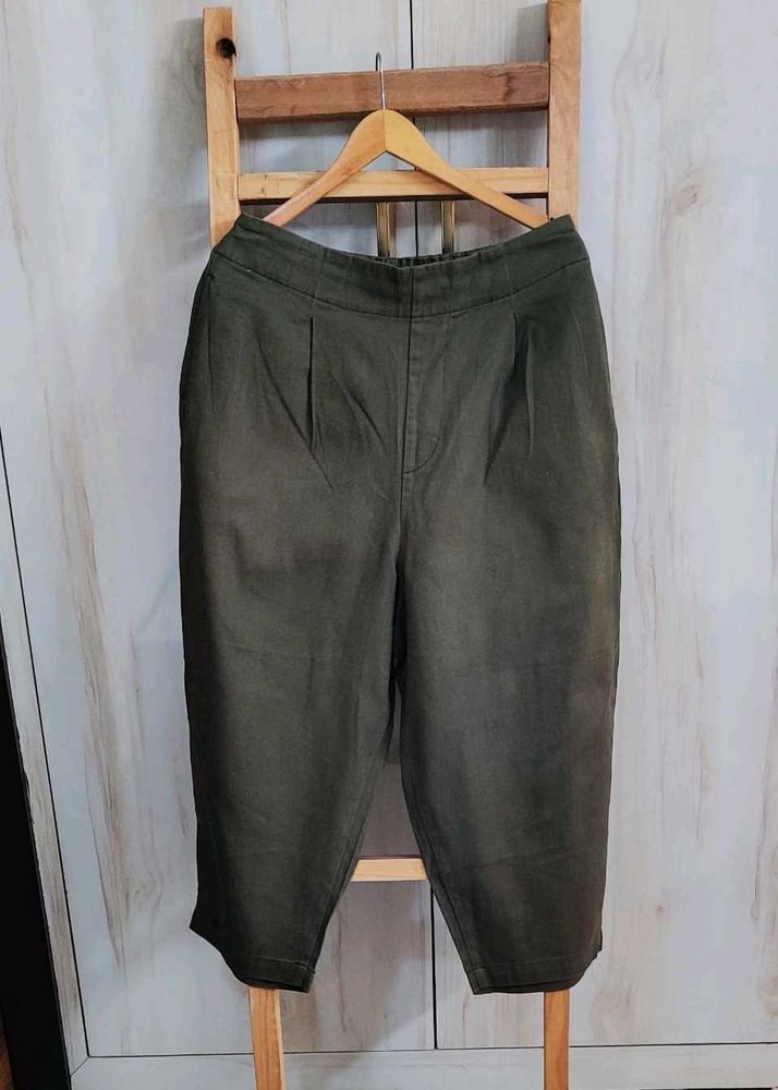 Olive Green Baggi Jean Waist-34 Length 36 Inch