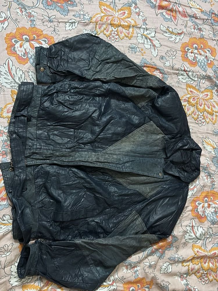 Vintage blue Leather Jacket