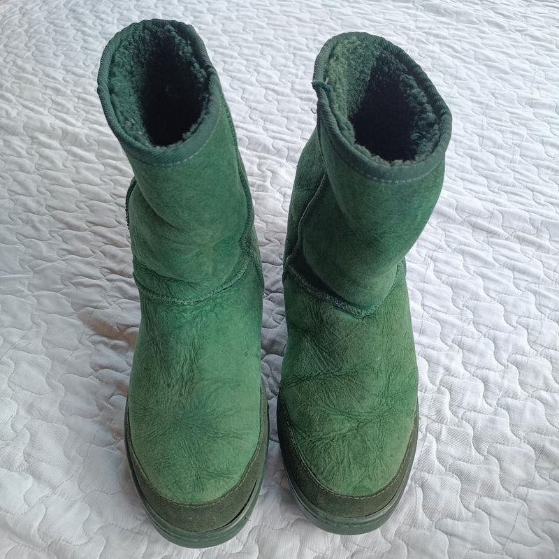Ugg fur top forest green suede boots