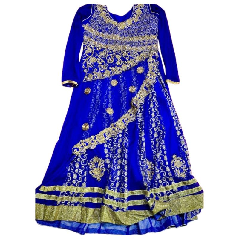 Elegant Blue &amp; Gold Ethnic Gown
